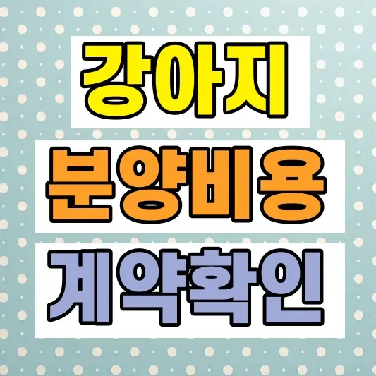 강아지분양 비용 기준